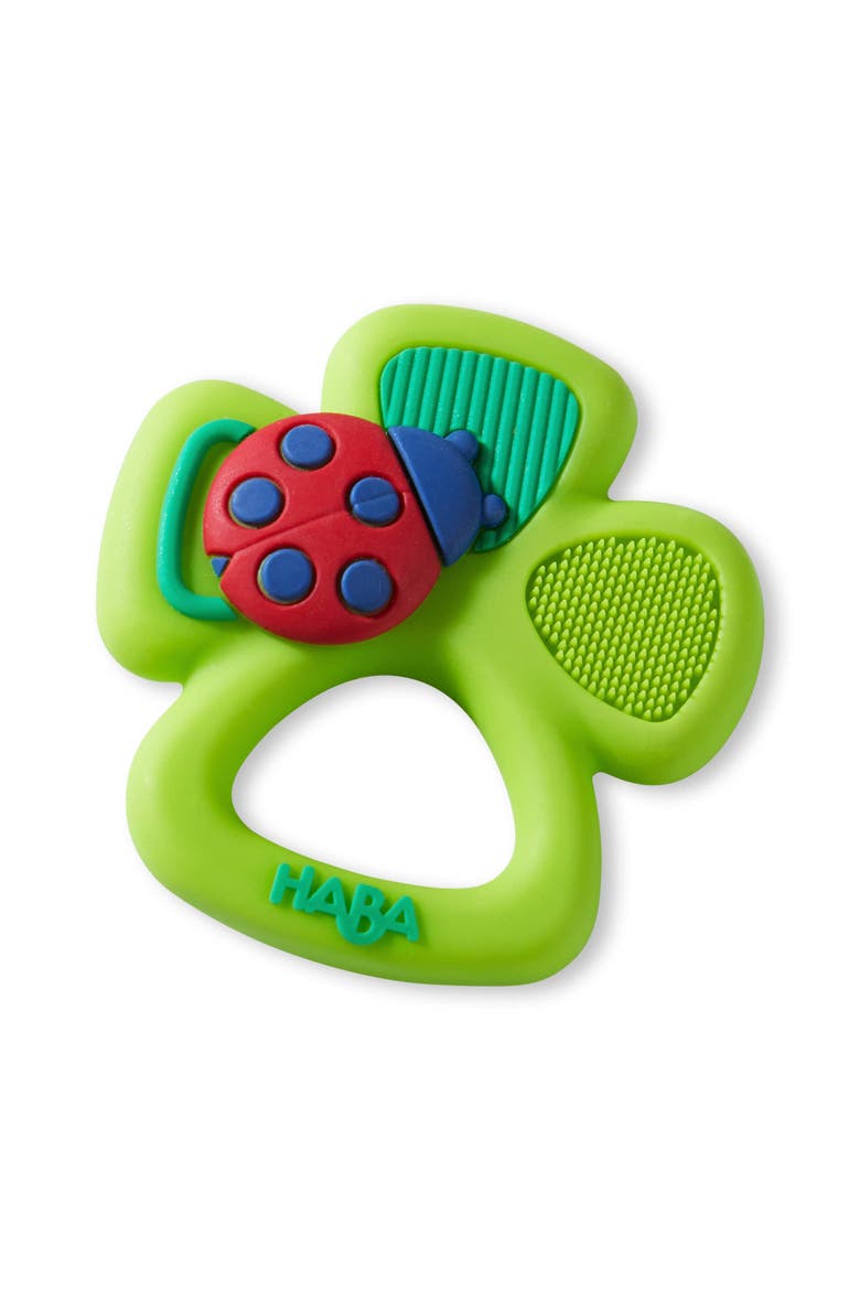 Lucky Shamrock Silicone Teething Toy, Main, color, Green Multi