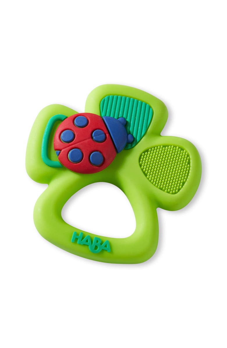 HABA Lucky Shamrock Silicone Teething Toy, Main, color, Green Multi