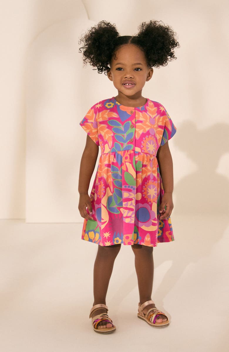 NEXT Kids' Floral Cotton Jersey Dress, Alternate, color, Pink