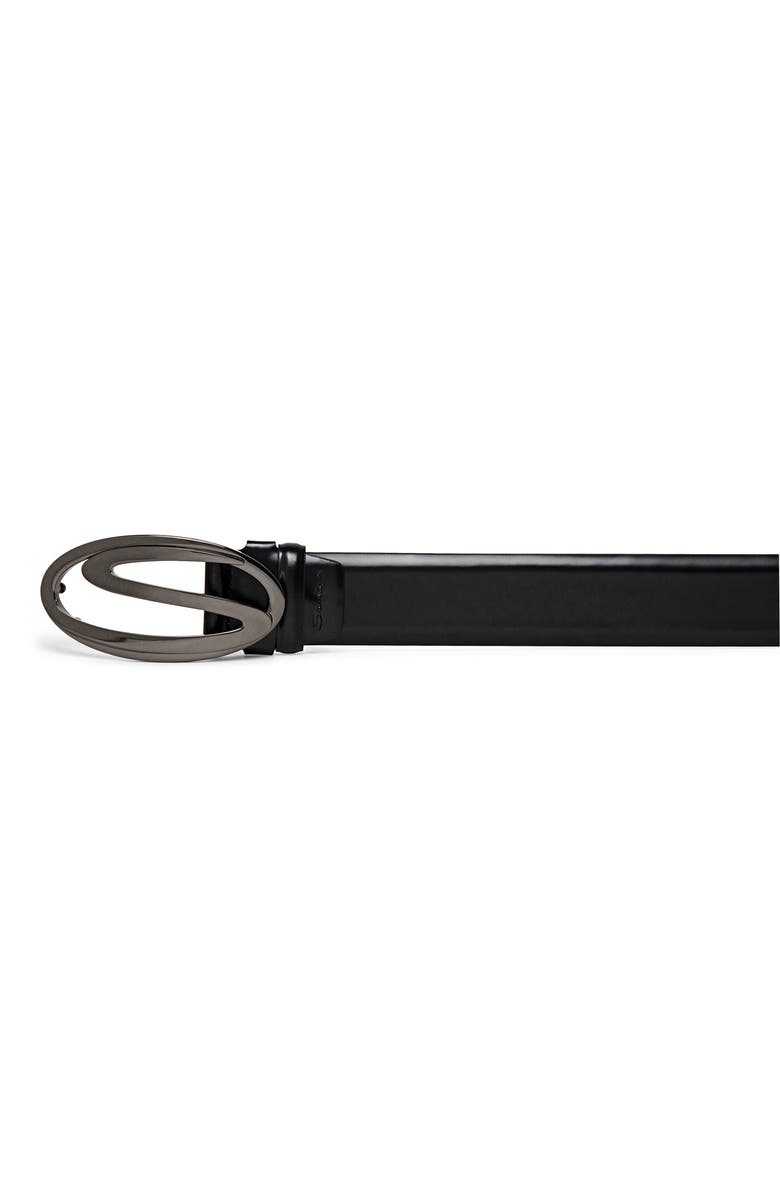 Santoni Reversible Logo Buckle Leather Belt, Alternate, color,
