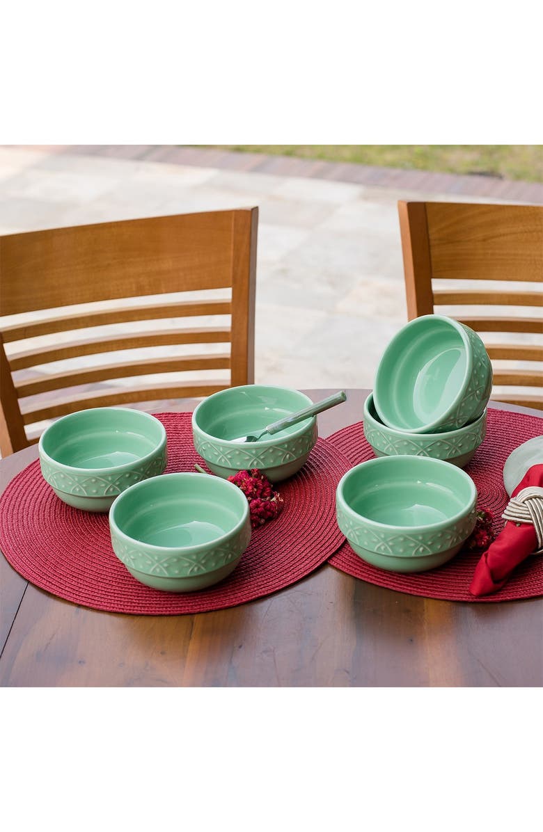 MANHATTAN COMFORT Mendi 6 Large 16.91 oz. Dinner Soup Bowls - Green, Alternate, color, 