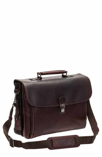 Mancini Double Compartment Flap Leather Briefcase