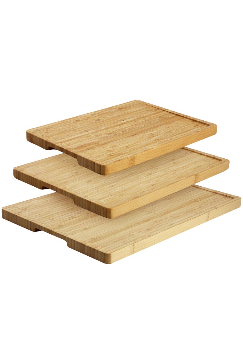 3 Piece Natural Wood Cutting Board Set, Alternate, color, Brown