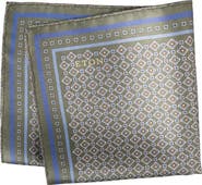 Eton Geometric & Paisley Reversible Silk Pocket Square