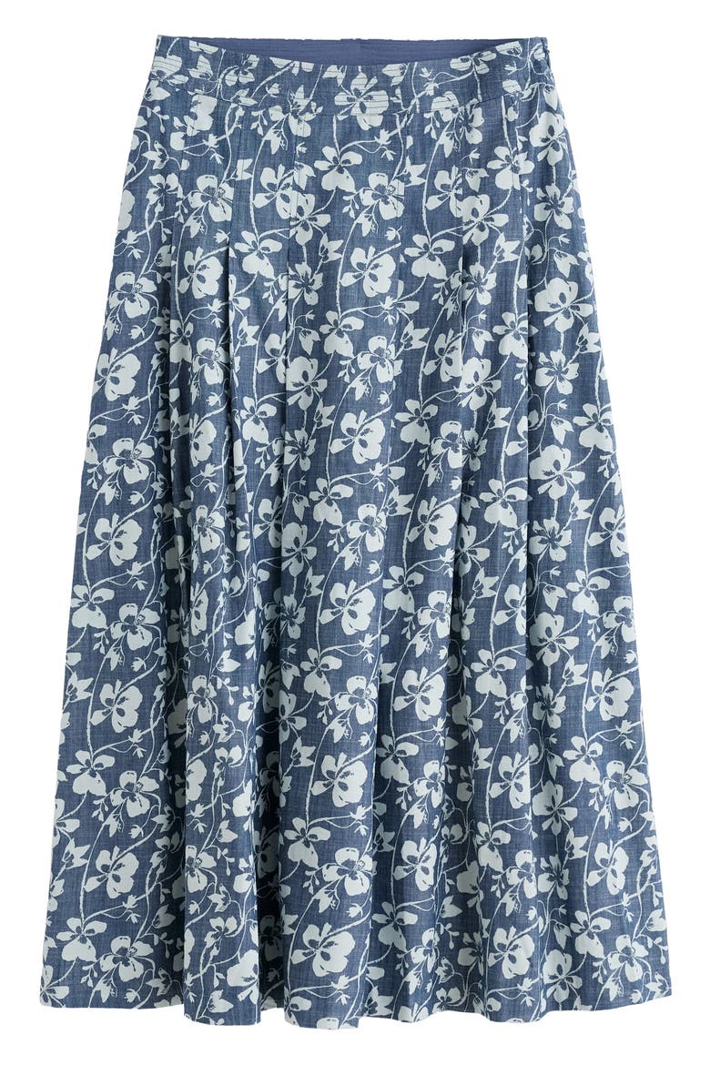 Jamboree Organic Cotton Chambray Midi Skirt, Alternate, color, MALLOW VINE INDIGO