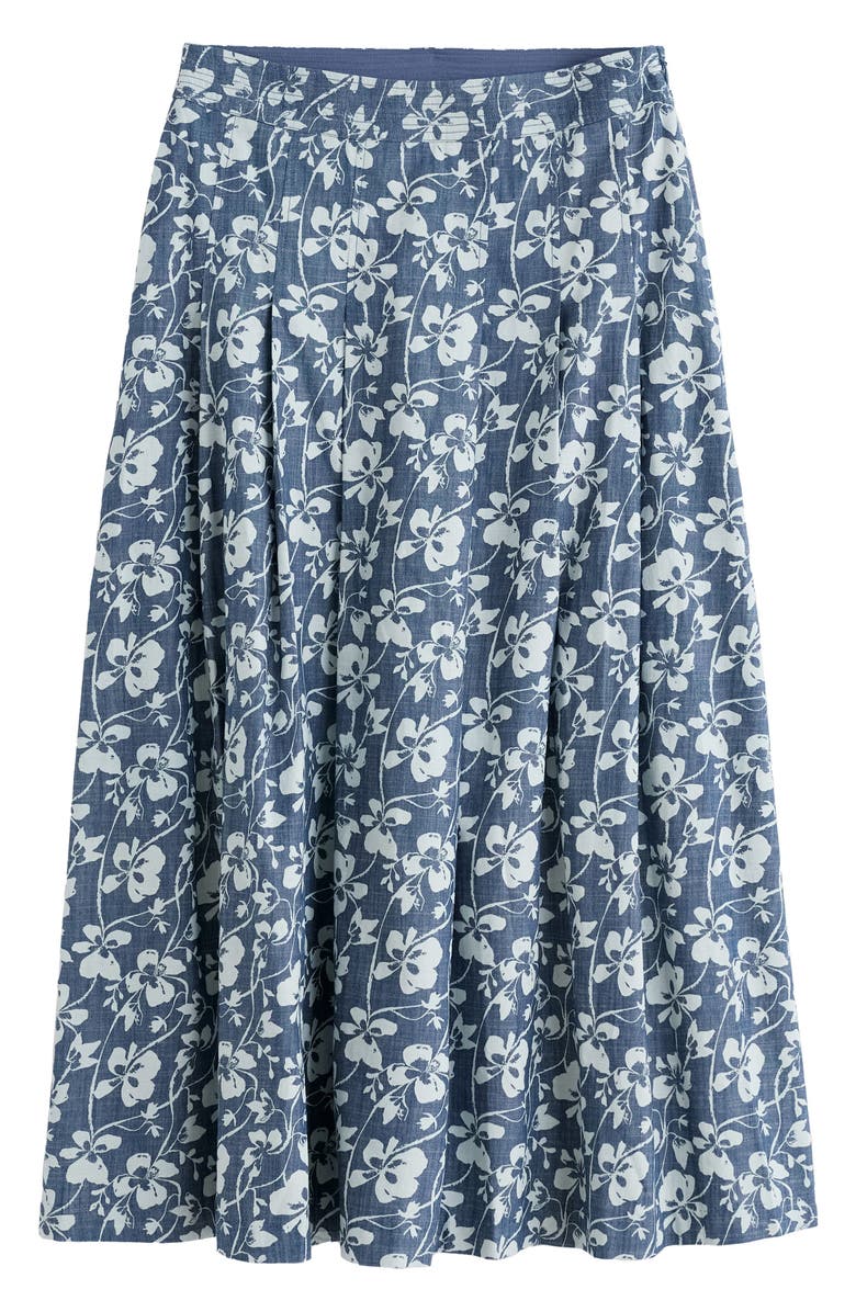Seasalt Cornwall Jamboree Organic Cotton Chambray Midi Skirt, Alternate, color, Mallow Vine Indigo