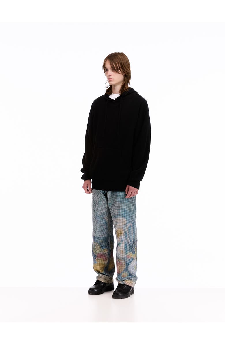 vowels Knitted Hoodie, Alternate, color, Black