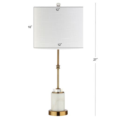 Jonathan Y Designs Set Of 2 Harper 27in Marble & Crystal Table Lamps In White/brass Gold