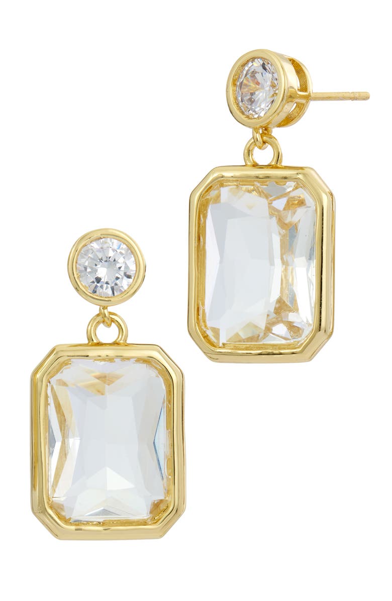 SAVVY CIE JEWELS Cubic Zirconia & Crystal Drop Earrings, Main, color, Yellow