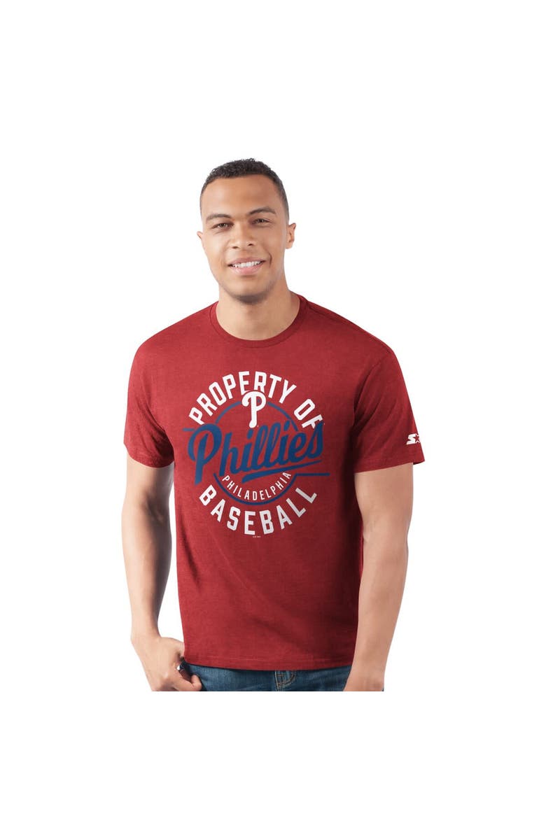 STARTER Men's Starter  Red Philadelphia Phillies Prime Time Property Of T-Shirt, Main, color, Red