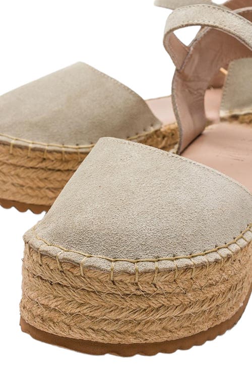 Forever & Always Shoes Viba Leather Esprarille Platform Wedge Sandals In Beige Suede Leather