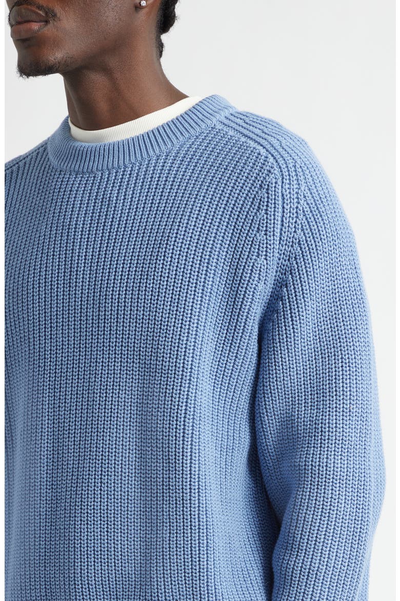 Fisherman Stitch Cotton Sweater, Alternate, color, BABY BLUE