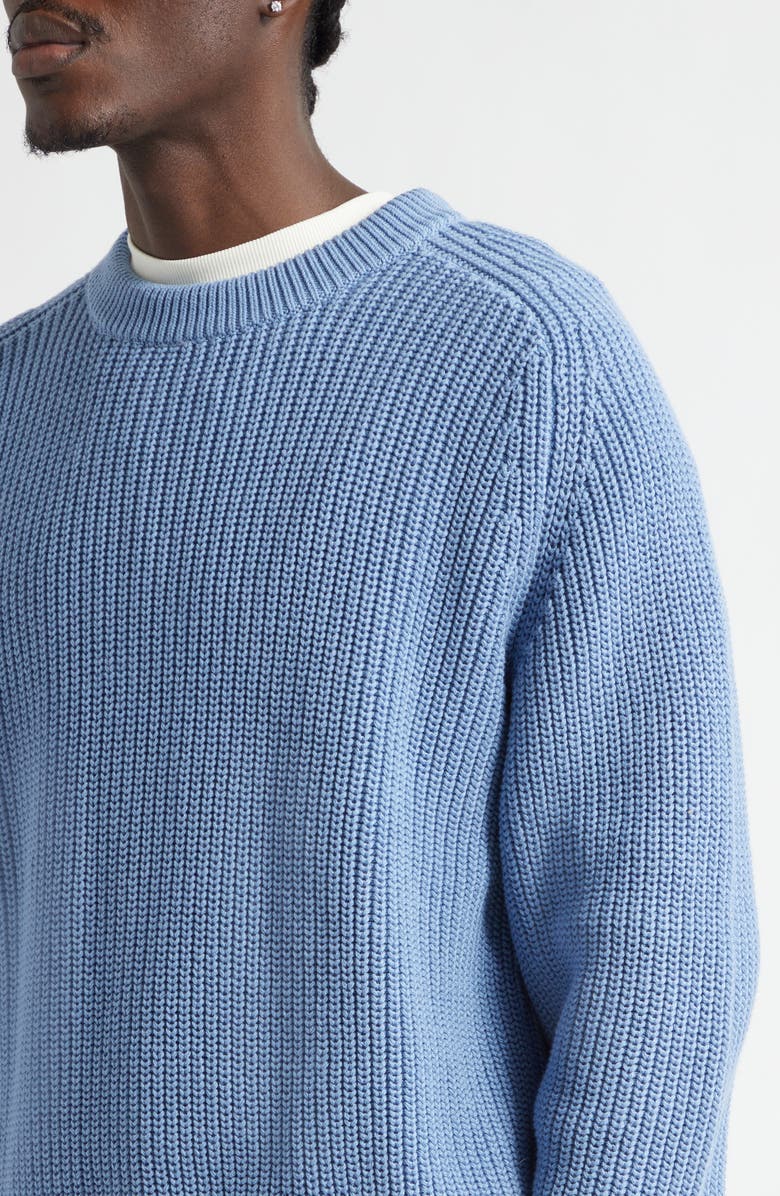 PALMES Fisherman Stitch Cotton Sweater, Alternate, color, Baby Blue