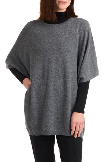 Amicale Cashmere Poncho In Gray
