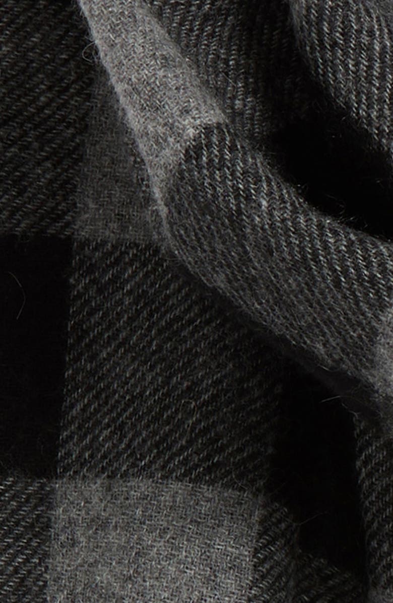 Vince Buffalo Check Cashmere Scarf, Alternate, color, Black Charcoal