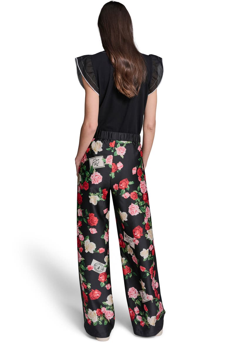 Floral Satin Pants, Alternate, color, BLACK MULTI