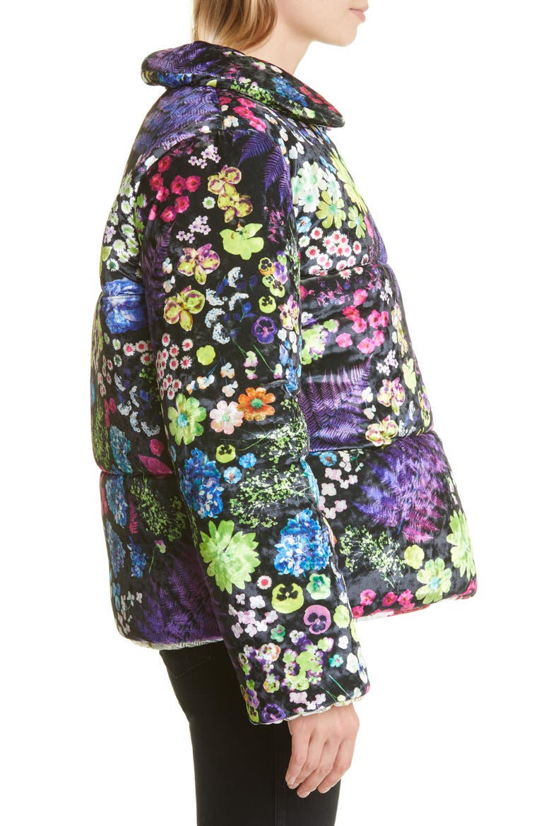 Acid Potpourri Crushed Velvet Quilted Puffer Coat, Alternate, color, ACID POTPOURRI