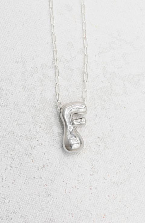 Small Paperclip Necklace with Silver Letter Charm