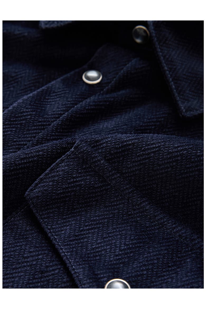 Andres Western Herringbone Faux Suede Snap-Up Shirt, Alternate, color, NAVY