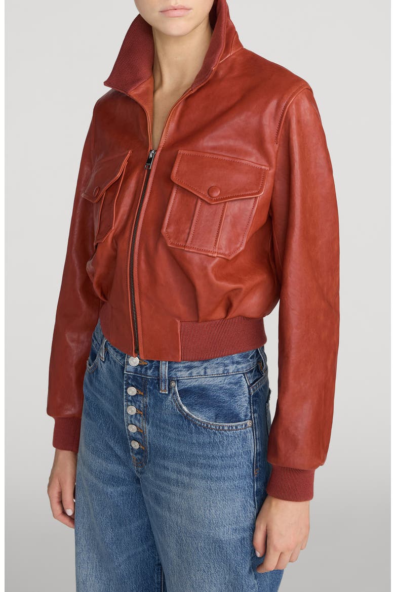 Ace Leather Jacket, Alternate, color, PAPRIKA