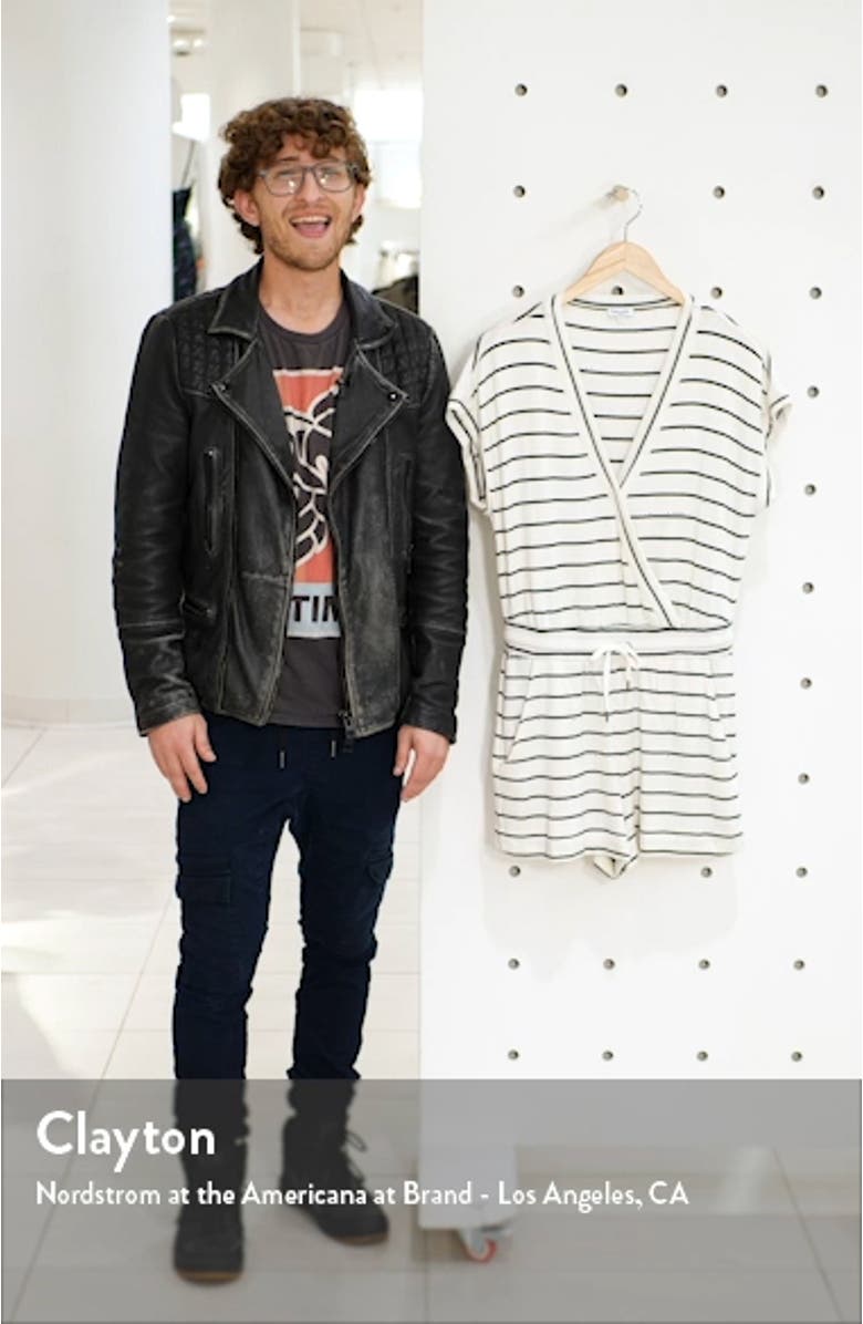 Stripe Surplice French Terry Romper, sales video thumbnail