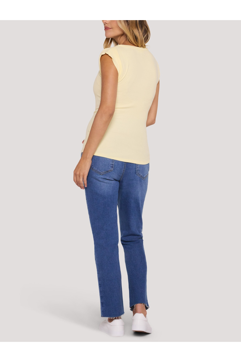 Ruched Henley Muscle Tee, Alternate, color, Pastel Yellow