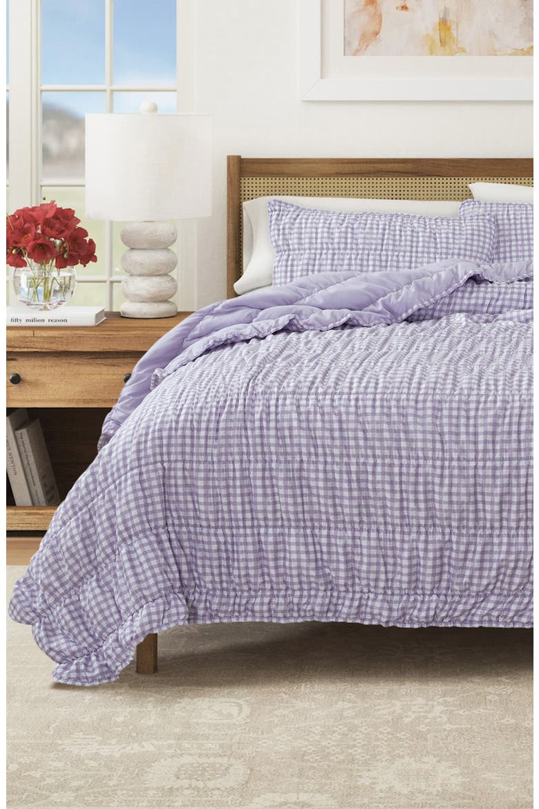 Gingham Quilt Set, Alternate, color, PURPLE