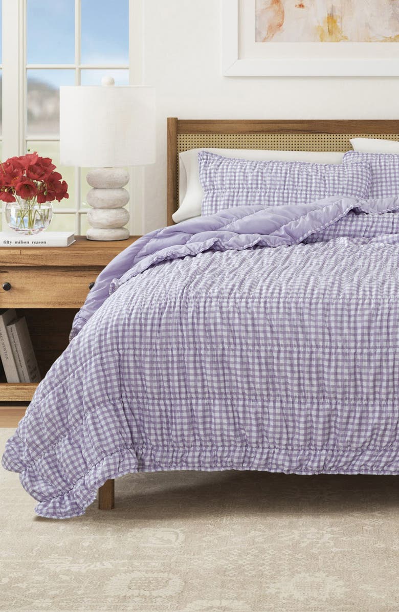 Woven & Weft Gingham Quilt Set, Alternate, color, Purple