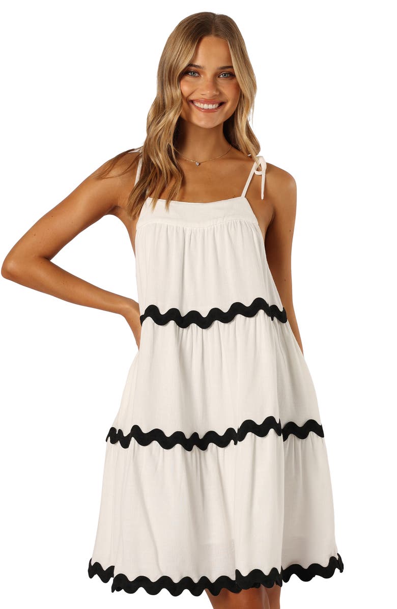 Petal & Pup Uma Rickrack Trim Linen Trapeze Dress, Alternate, color, 