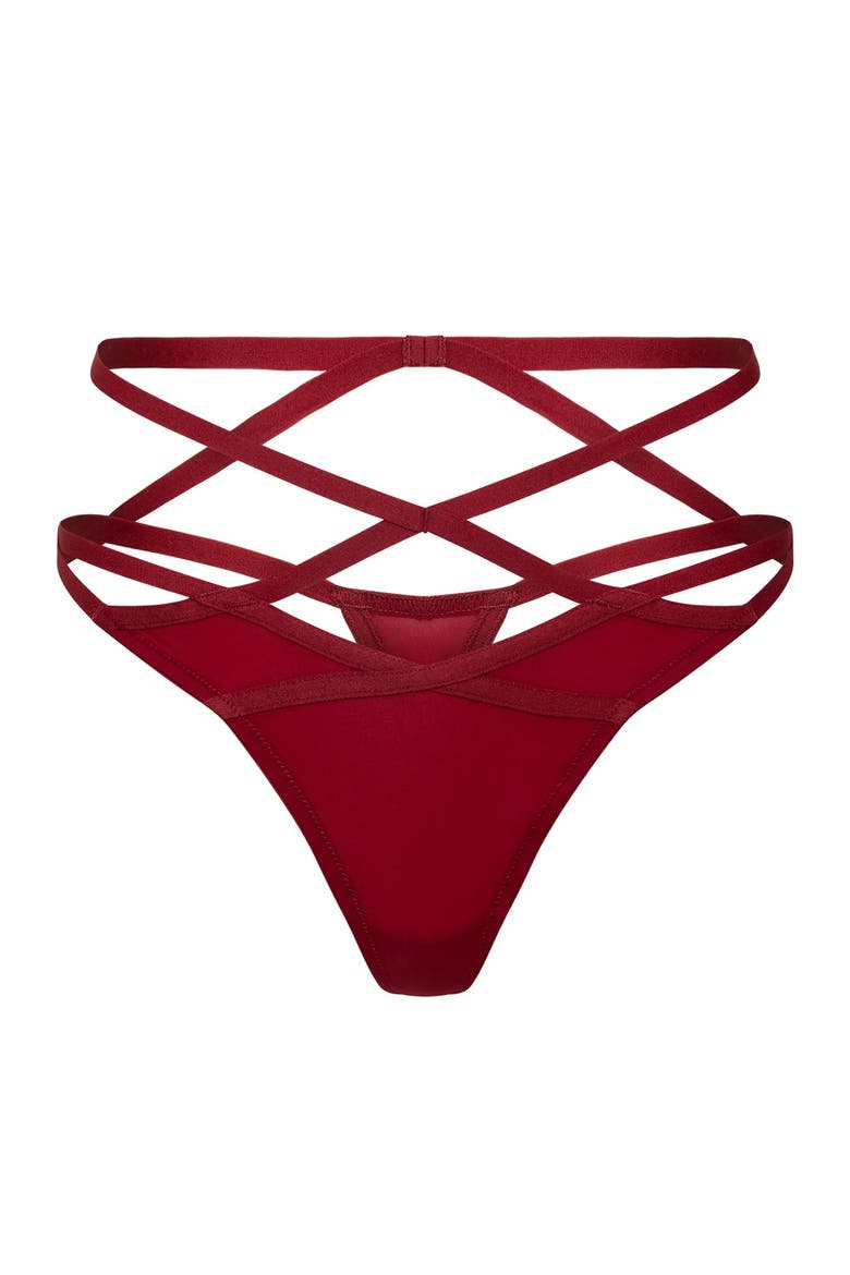 Arla Thong Panties, Alternate, color, Dark red