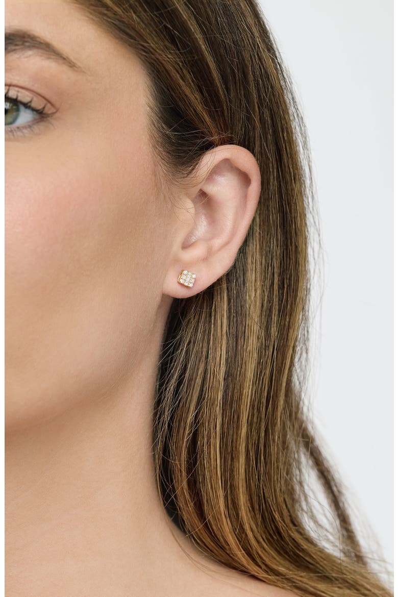 Icon 18k Gold Diamond Stud Earrings, Alternate, color, 18KY