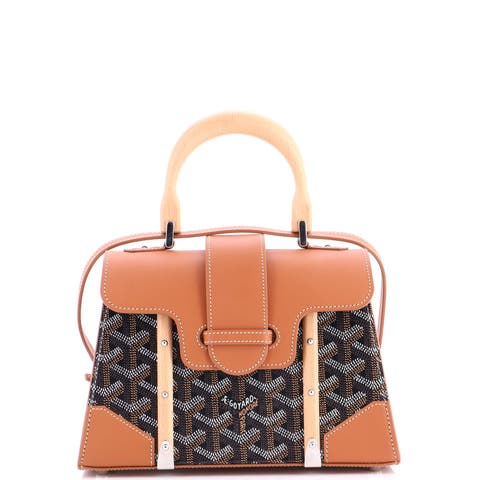 Structured Saigon Top Handle Bag Coated Canvas with Leather Mini