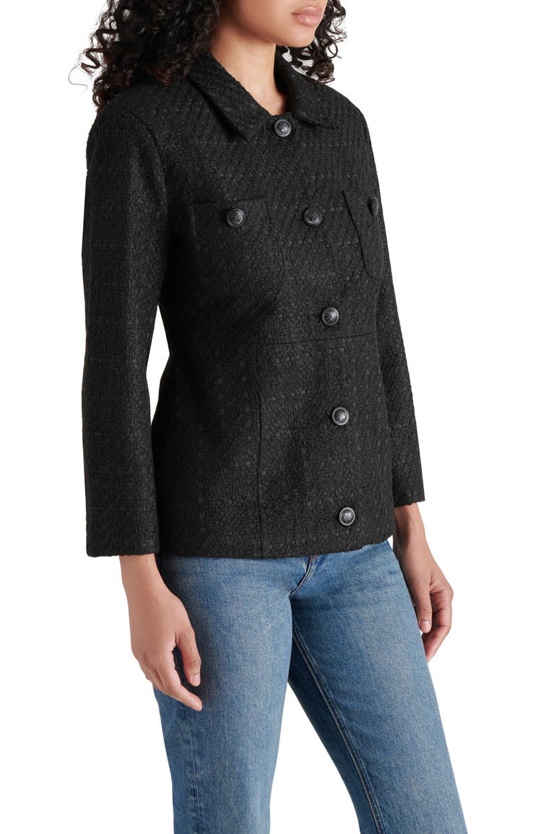 Steve Madden Eponine Tweed Blazer, Alternate, color, Black