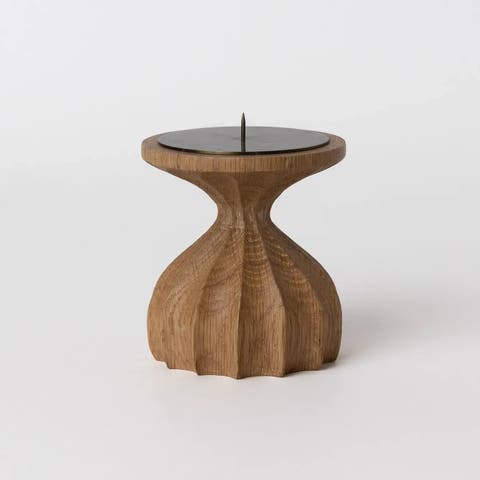 Natural Short Pillar Candle Holder