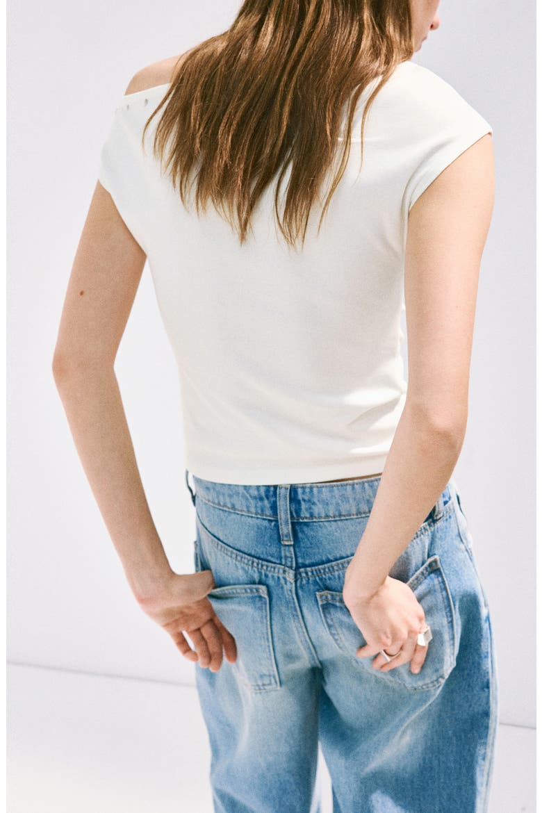 Asymmetrical Studded T-Shirt, Alternate, color, OFF WHITE