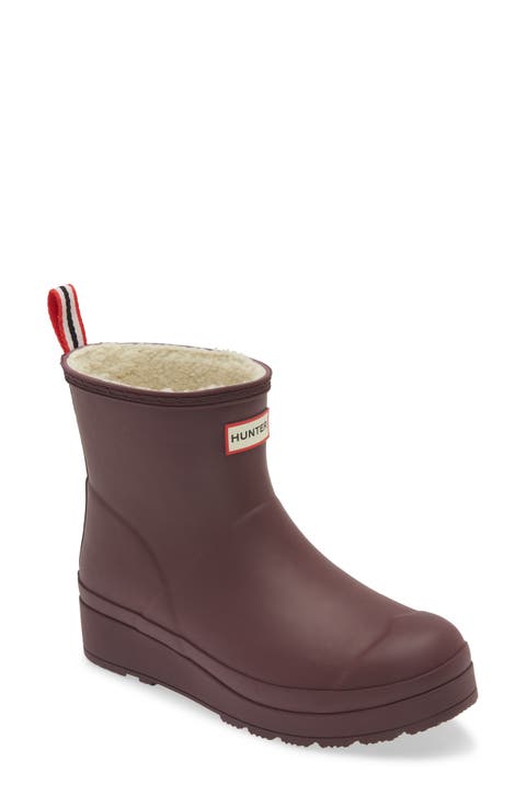 Play Short Faux Shearling Lined Waterproof Rain Boot