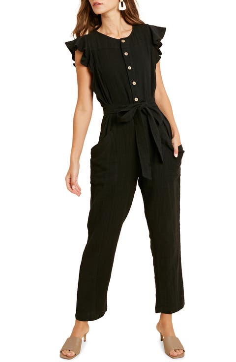 Cotton Flutter Sleeve Jumpsuit