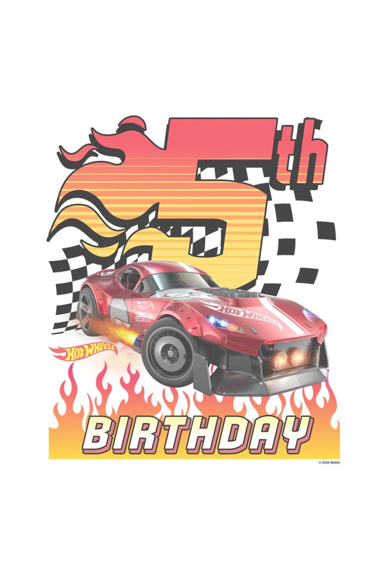 Men's Hot Wheels GT Scorcher 5th Birthday  Graphic T-Shirt, Alternate, color, White