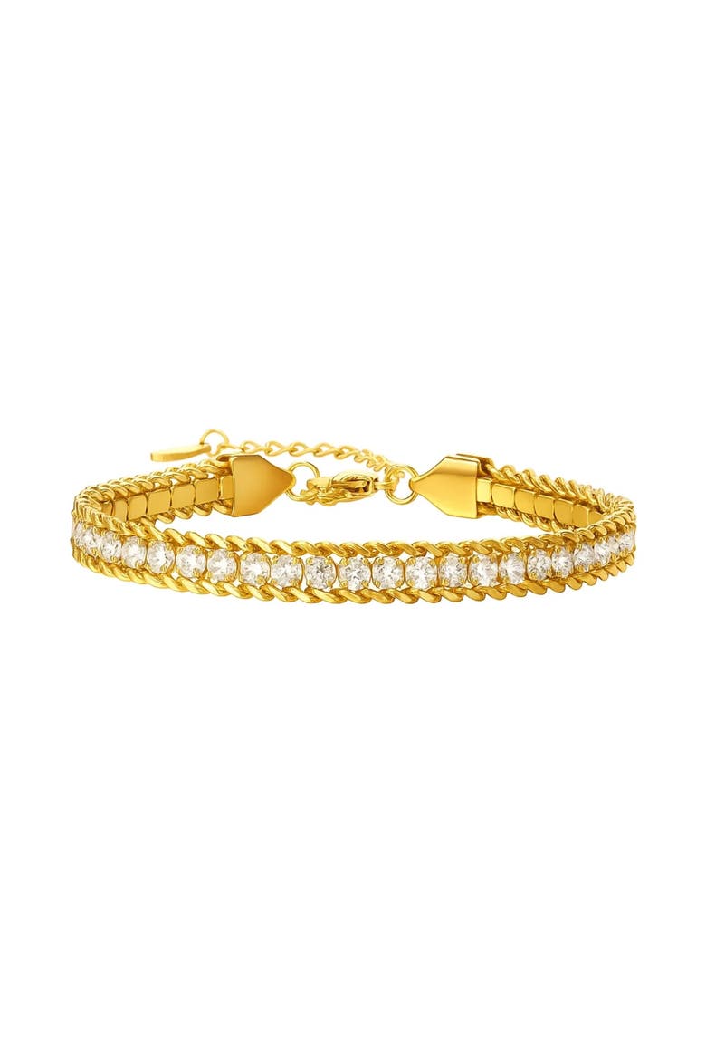 Amelia Sparkle Stack Adjustable CZ Chain Bracelet, Main, color, Gold
