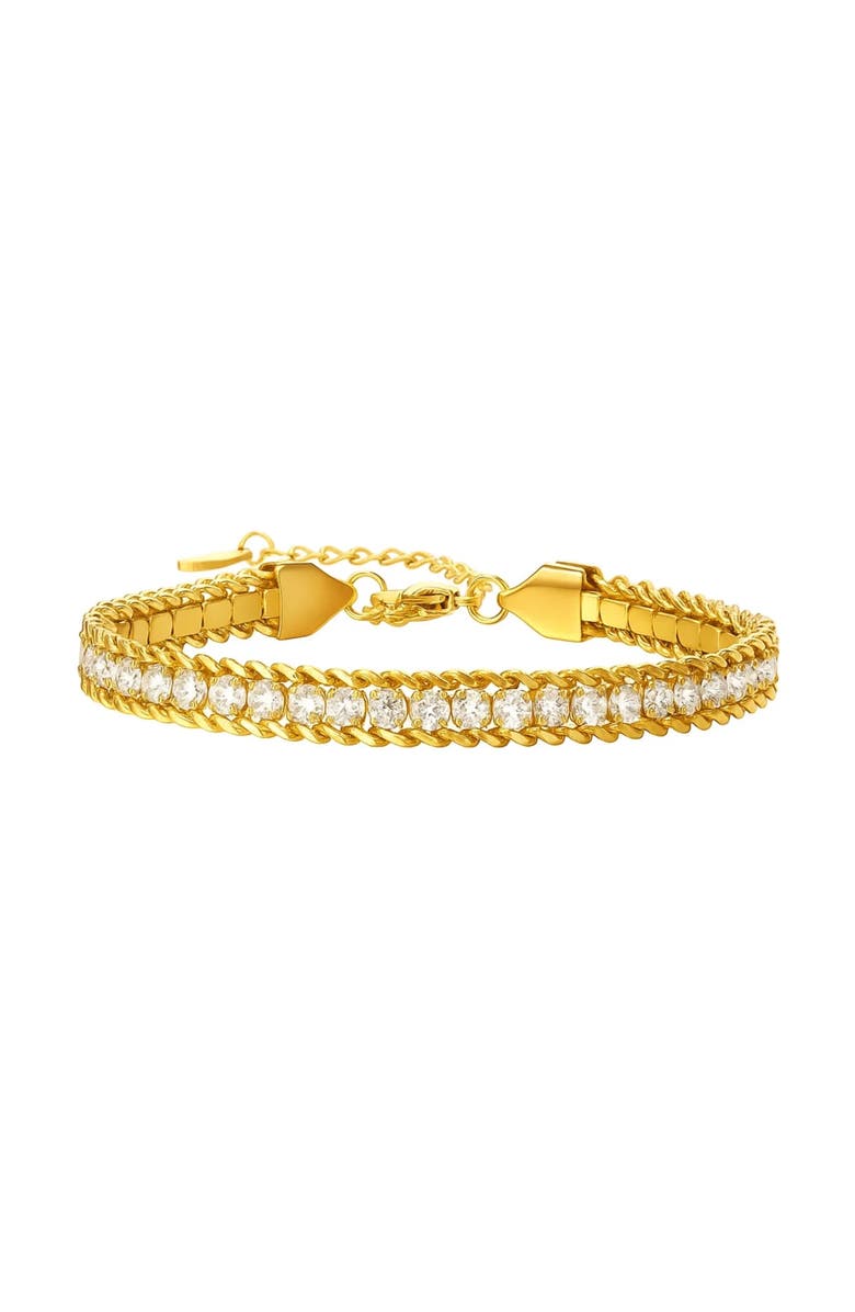 Hollywood Sensation Amelia Sparkle Stack Adjustable CZ Chain Bracelet, Main, color, Gold