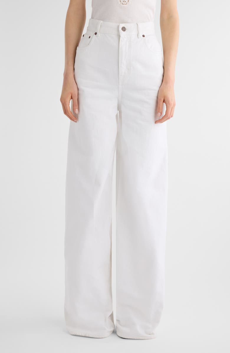 Chloé High Waist Wide Leg Jeans, Main, color, White