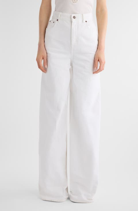 【関税&送料込】Chloe White Denim Jeans Chloe High-Rise White Denim Wide-Leg Palazzo Pants