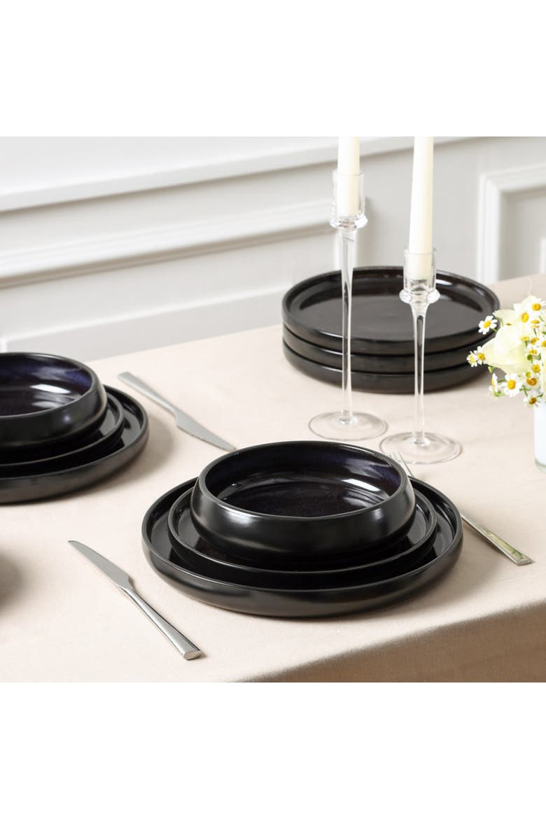 Lagoon Stoneware 24-Piece Dinnerware Set, Alternate, color, Black