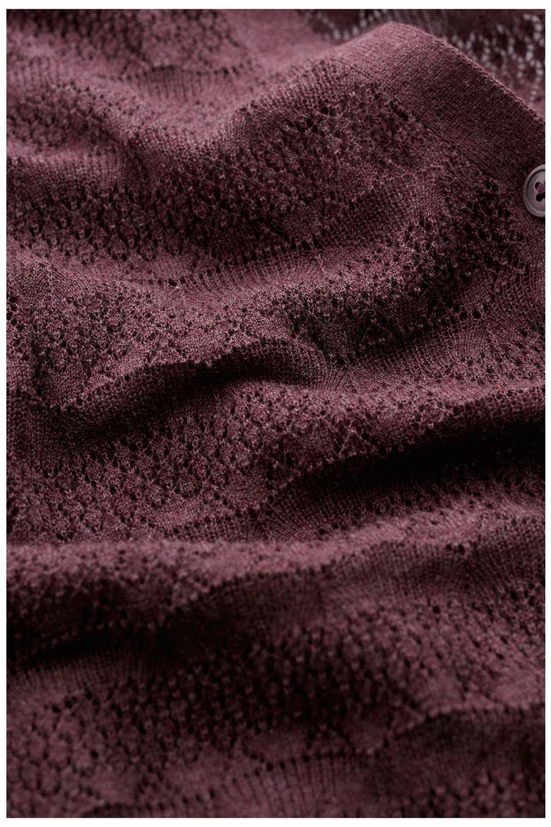 Sweet Day Pointelle Organic Cotton Cardigan, Alternate, color, KNIT MELANGE CACAO