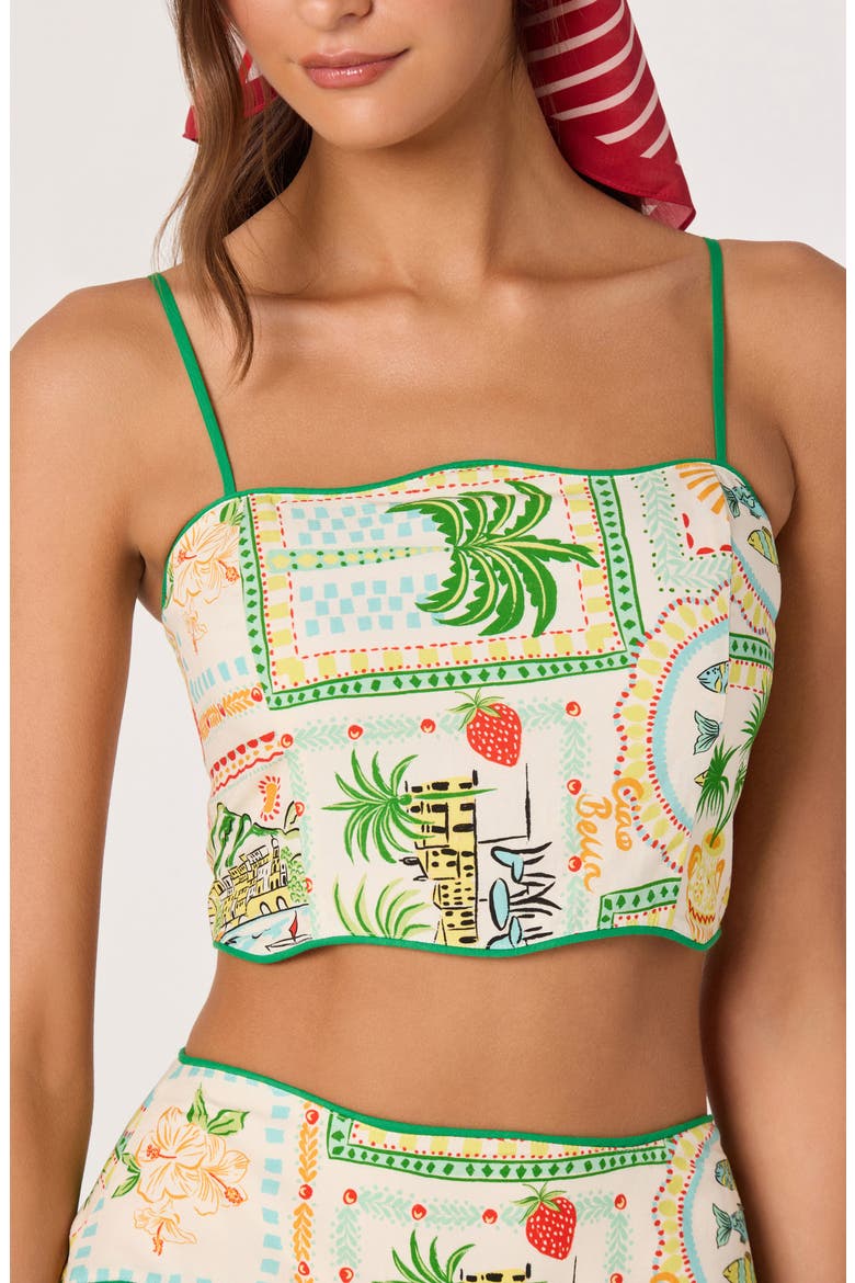 Heidi Mixed Print Crop Top, Alternate, color, GREEN YELLOW FARM