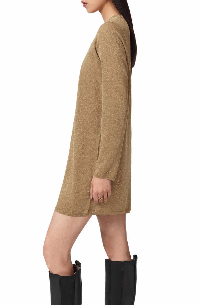 AllSaints Tilli Metallic Long Sleeve T-Shirt Dress, Alternate, color, 