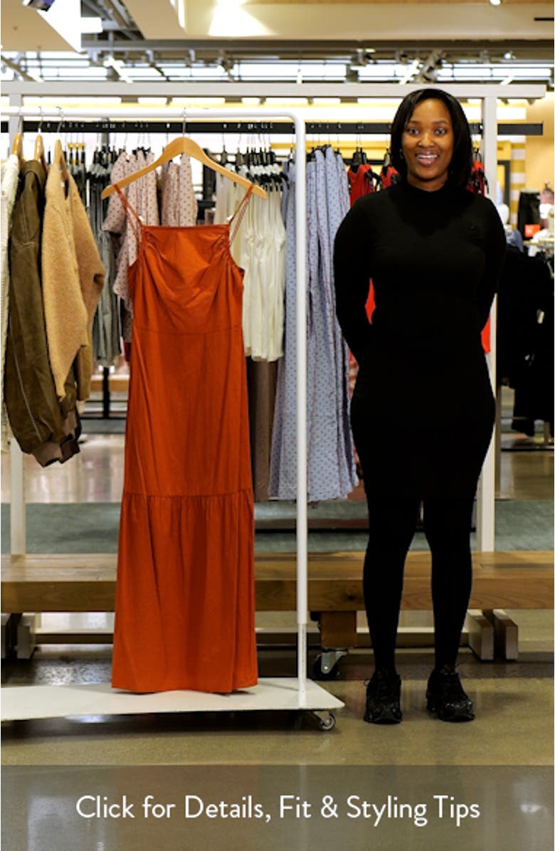 Ruched Open Back Drop Waist Cotton Midi Sundress, sales video thumbnail