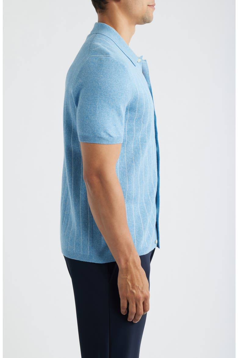 Piazza Stripe Cotton & Linen Blend Button-Up Shirt, Alternate, color, GULF-IVORY