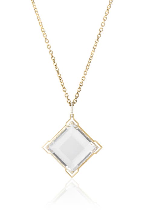 Gossip Fancy Cut Rock Crystal & Pavé Diamond Pendant Necklace