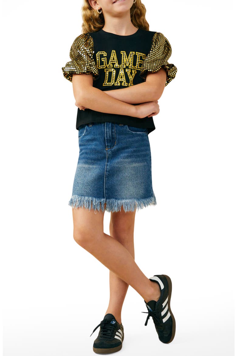 Kids' Game Day Sequined Sleeve T-Shirt, Alternate, color, BLACK